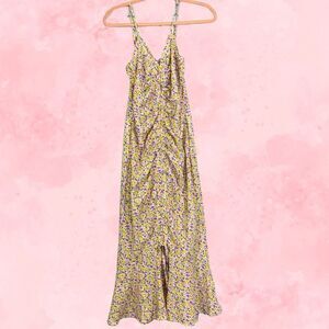 Cupshe Midi Siren Dress Womens Small Floral Cottage Fairy Prairie Ruched Boho